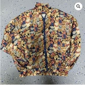 🇺🇸Lady Bear Patriotic Bears Silk Track Suit Jacket🇺🇸 VINTAGE